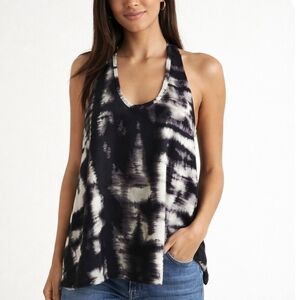 BCBG MAXAZRIA|  "Dana" Black Combo Silk Tank Top